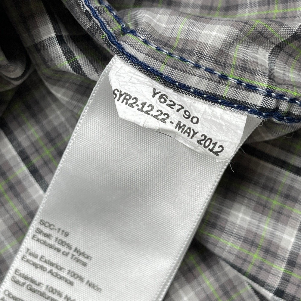 Marmot Button Up Shirt Mens Large Grey Plaid Nylon Hiking Outdoor Performance - Picture 9 of 11